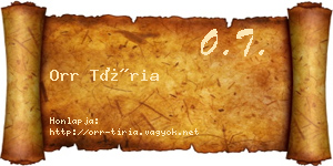 Orr Tíria névjegykártya